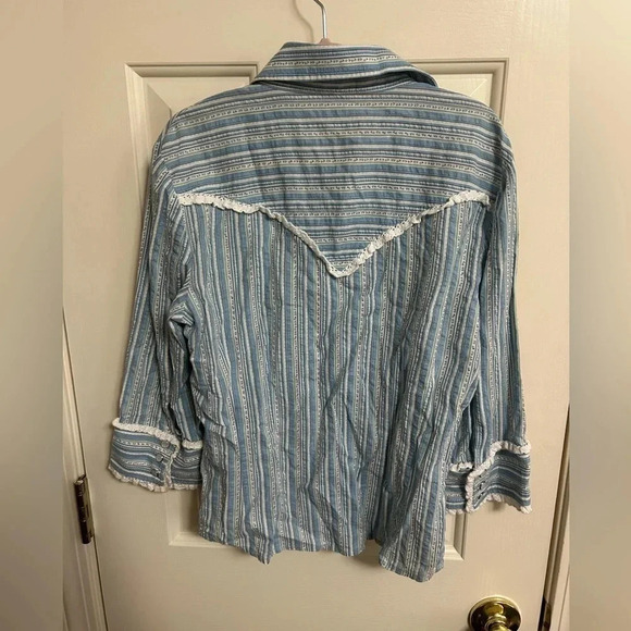 Kenzie Girl Boho Western Pearl Snap Button Shirt Small (7/8) - Picture 4 of 4